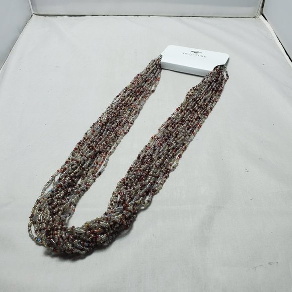 Signature multi color red clear seed bead multi strand necklace 20 strand - Picture 3 of 5